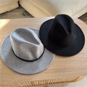 Fedora Hats | Set of 2 | Black and Grey Felt